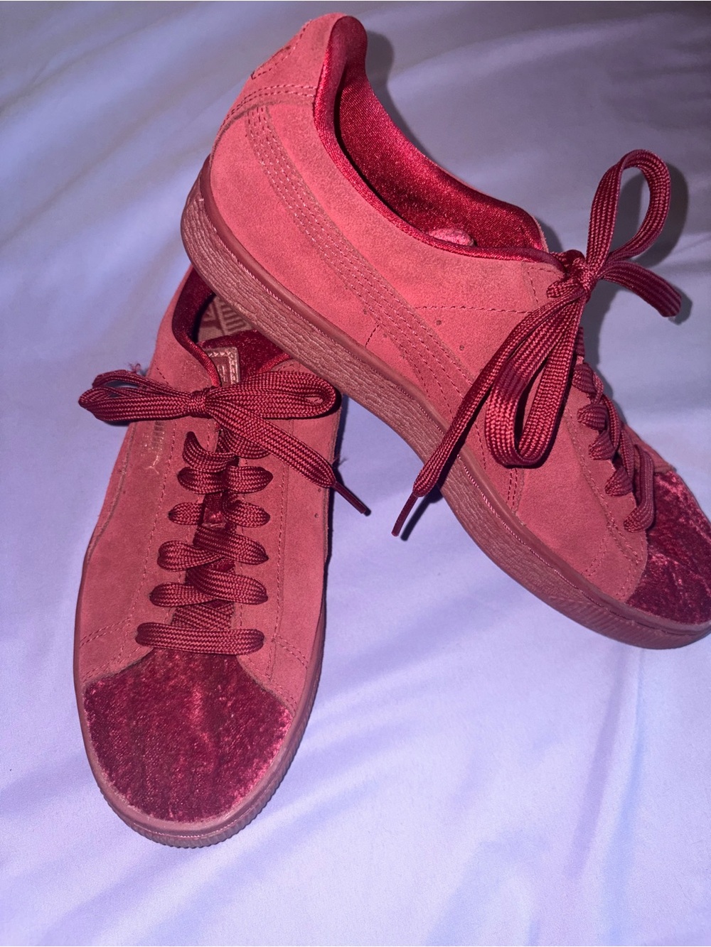 Puma Women’s Burgundy Velvet-Accent Suede Sneakers